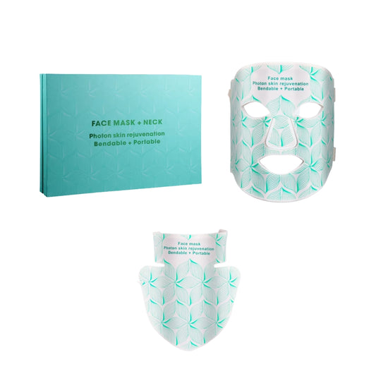 VividGlow Arctic Jade LED Mask with Neck Piece and Box Set – Skin Tightening Light Therapy Device